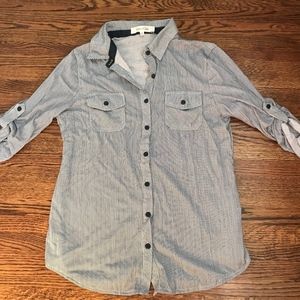 Navy and White Collared Shirt